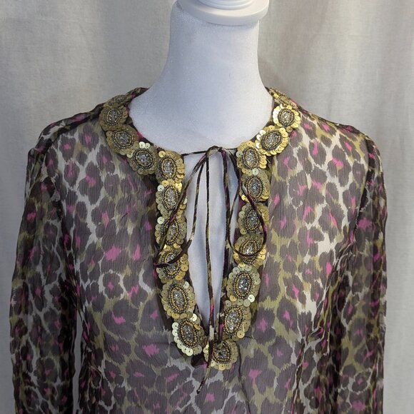 Trina Turk LA Size Small Sheer 100% Silk Top - Picture 4 of 12